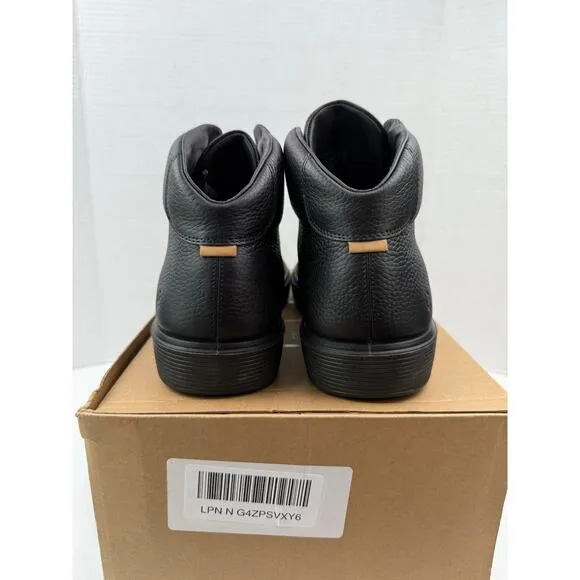 ECCO Mens Soft 60 Black Pebbled Leather Hi Top Sneakers Shoes Size EU 45 11.5 US