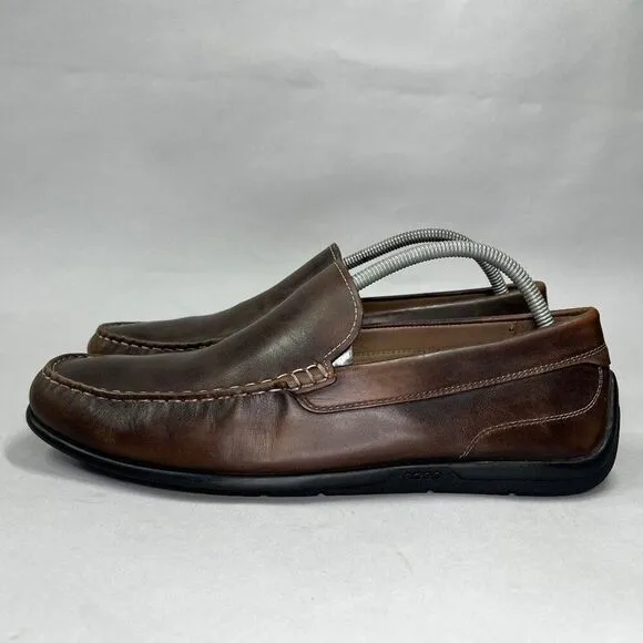 Ecco Men's Size 11 Classic Moc 2.0 Brown Leather Loafers
