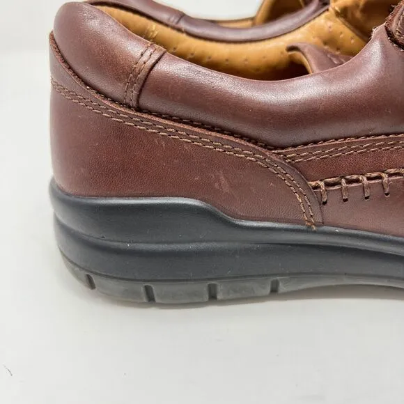 ECCO Seawalker Tie Brown Leather Casual Walking Shoes Men's EU 41 US 7.5