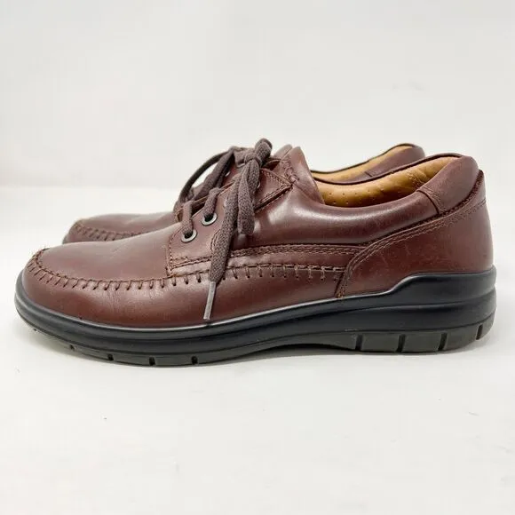 ECCO Seawalker Tie Brown Leather Casual Walking Shoes Men's EU 41 US 7.5