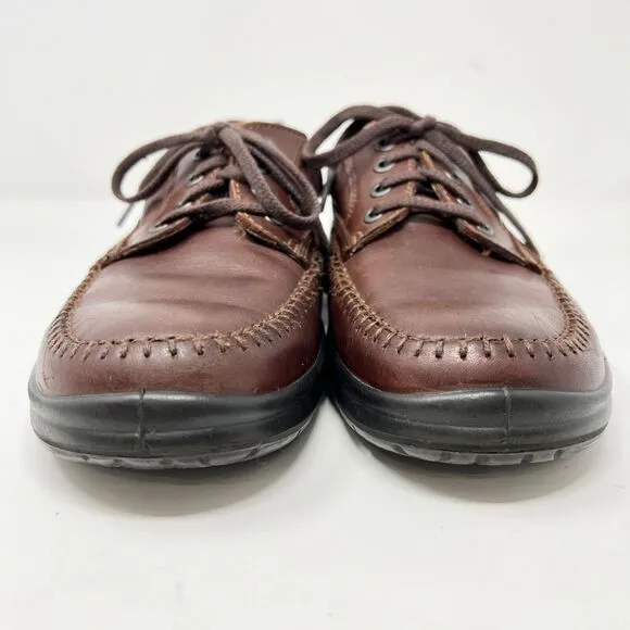 ECCO Seawalker Tie Brown Leather Casual Walking Shoes Men's EU 41 US 7.5