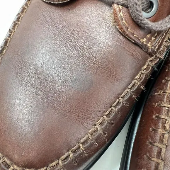 ECCO Seawalker Tie Brown Leather Casual Walking Shoes Men's EU 41 US 7.5