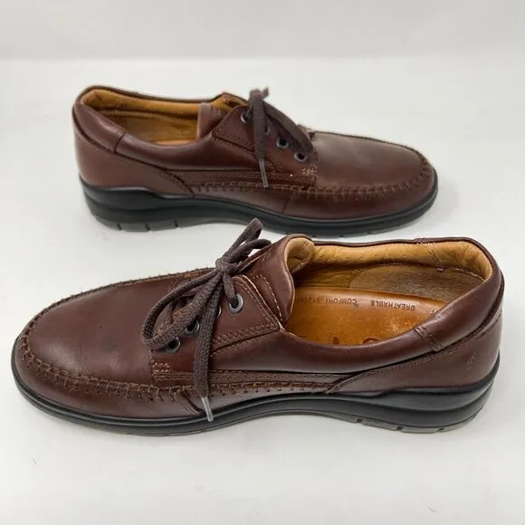 ECCO Seawalker Tie Brown Leather Casual Walking Shoes Men's EU 41 US 7.5