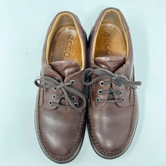 ECCO Seawalker Tie Brown Leather Casual Walking Shoes Men's EU 41 US 7.5