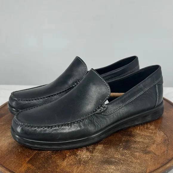 Ecco Shoes Mens 44 (US 10-10.5) Lite Moc Classic Blue Leather Slip On Loafers