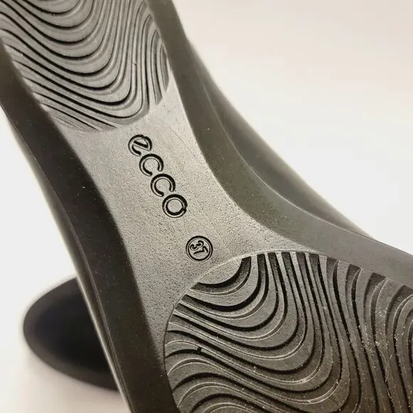Ecco Touch Ballerina 2 Snake Embossed Ballet Flats Black Leather SlipOn 6.5 NWOB