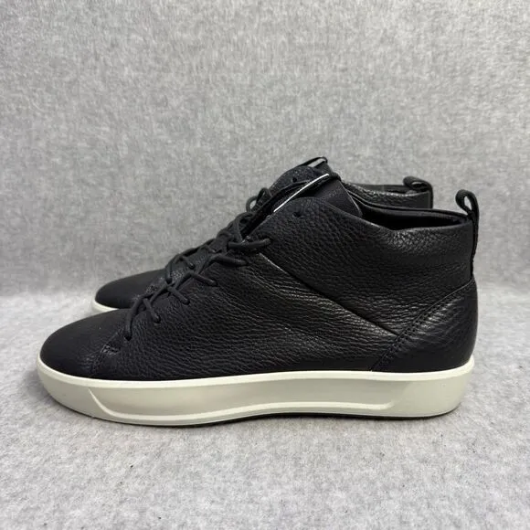 Ecco Womens Shoes 8 Soft 8 High Top Black Leather Casual Comfort Sneakers NWT
