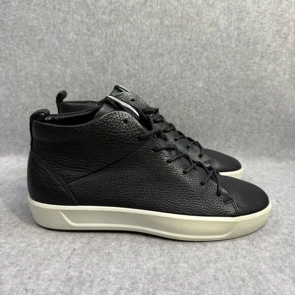 Ecco Womens Shoes 8 Soft 8 High Top Black Leather Casual Comfort Sneakers NWT