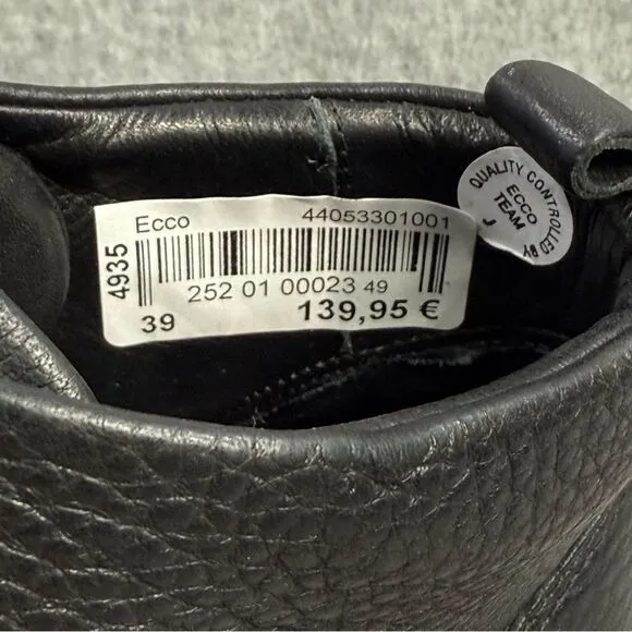 Ecco Womens Shoes 8 Soft 8 High Top Black Leather Casual Comfort Sneakers NWT