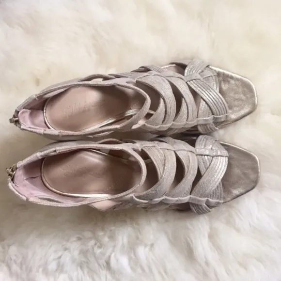 Eight Fifteen Liza Pale Gold Heeled Cutout Sandals