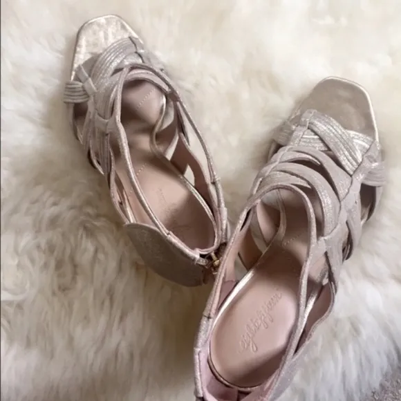 Eight Fifteen Liza Pale Gold Heeled Cutout Sandals