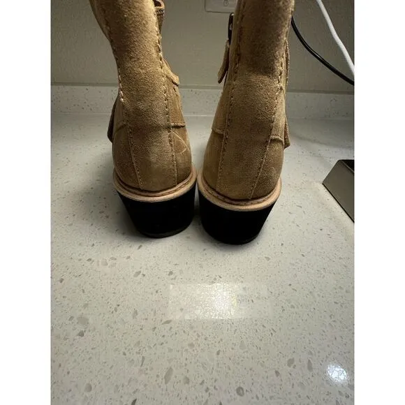 Eileen Fisher Cargo Womens 8 Shoes Brown Suede Wedge Heel Side Zip‎ Ankle Bootie