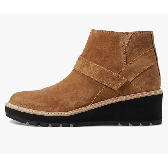 Eileen Fisher Cargo Womens 8 Shoes Brown Suede Wedge Heel Side Zip‎ Ankle Bootie