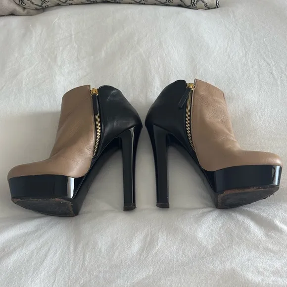 Elegant Black and Tan Platform Heels