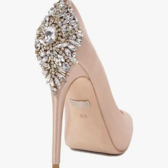 Elegant Peep-Toe Heels with Crystal Embellishments
