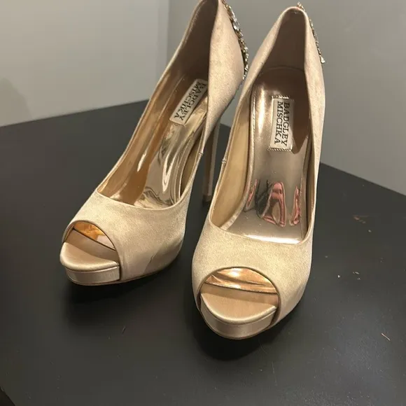 Elegant Peep-Toe Heels with Crystal Embellishments