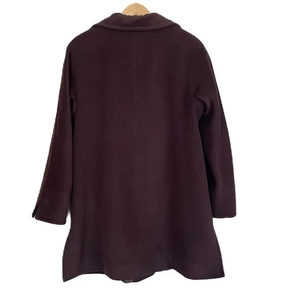 Ellen Tracy Mid Length Bordeaux Burgundy Wool Blend Pea Coat Women Jacket (Sz10)