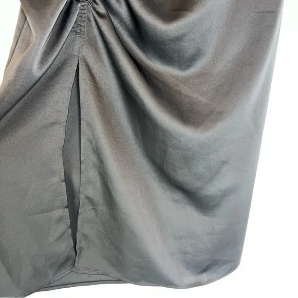 Eloquii Black Satin Ruched Midi Skirt – Size 22, NWT, Luxe &amp; On-Trend