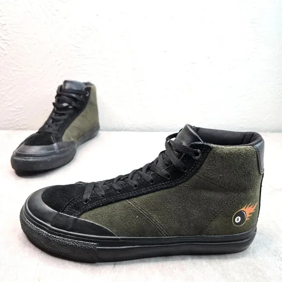 Emerica Omen Skate Shoes Mens 7 Women 8.5  Black Green Streetwear Casual Sneaker
