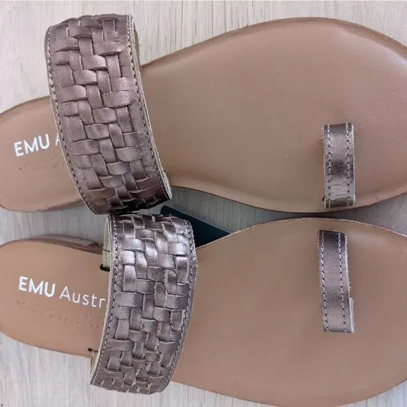 Emu Australia Murlong Bronze Leather Woven Sandals Women's 6