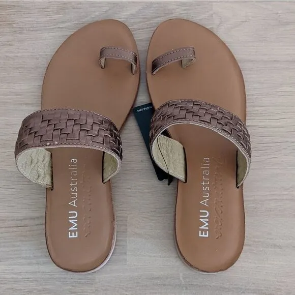 Emu Australia Murlong Bronze Leather Woven Sandals Women's 6