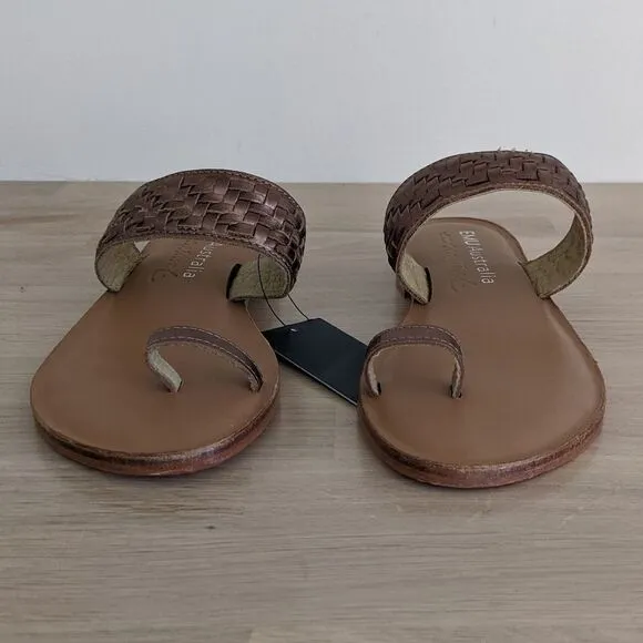 Emu Australia Murlong Bronze Leather Woven Sandals Women's 6