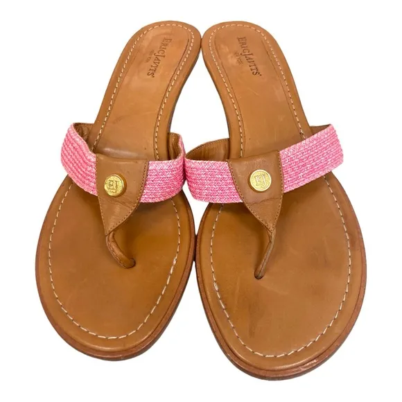 Eric Javits Woven Strap Sandals/ Leather Pink Size 9M