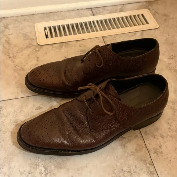 Ermenegildo Zegna Clipper Classic Uskide Type Goodyear Flex Brown Dress Shoes