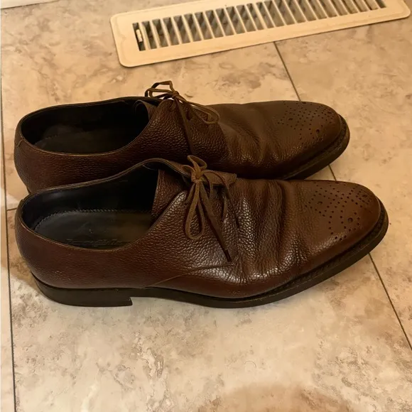 Ermenegildo Zegna Clipper Classic Uskide Type Goodyear Flex Brown Dress Shoes