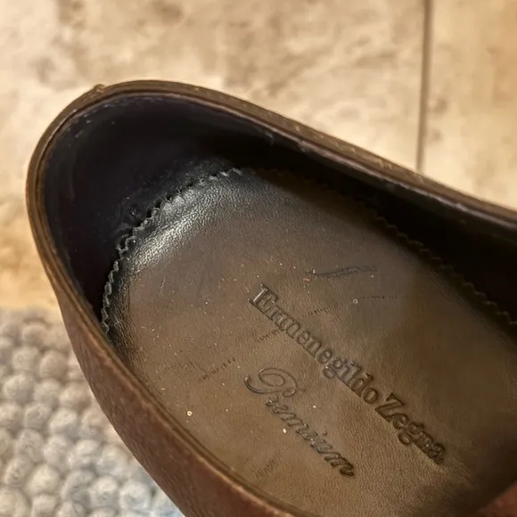 Ermenegildo Zegna Clipper Classic Uskide Type Goodyear Flex Brown Dress Shoes