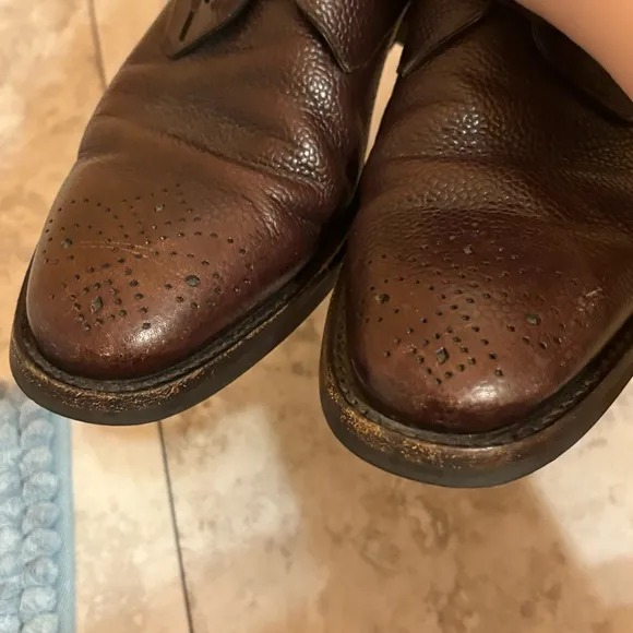 Ermenegildo Zegna Clipper Classic Uskide Type Goodyear Flex Brown Dress Shoes