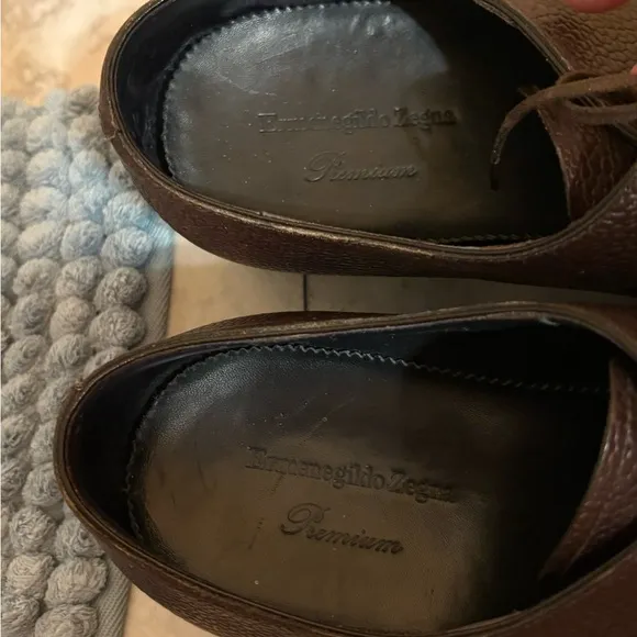 Ermenegildo Zegna Clipper Classic Uskide Type Goodyear Flex Brown Dress Shoes