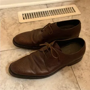 Ermenegildo Zegna Clipper Classic Uskide Type Goodyear Flex Brown Dress Shoes