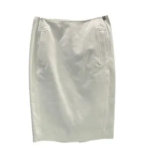 Etcetera Mid Length Pencil White Skirt with Zipper on Back Front Pockets Lined
