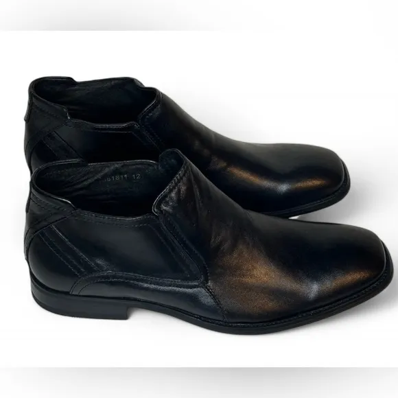 Etto Ballini Men's Leather Boots (Size 12, Black Napa) | Brand New