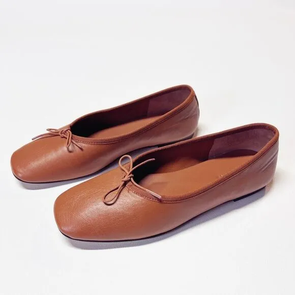 Everlane The Day Ballet Flat in Toaster Almond Leather Shoes Size 7 New