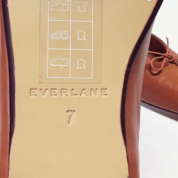 Everlane The Day Ballet Flat in Toaster Almond Leather Shoes Size 7 New