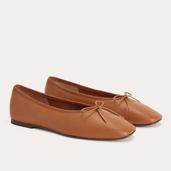 Everlane The Day Ballet Flat in Toaster Almond Leather Shoes Size 7 New