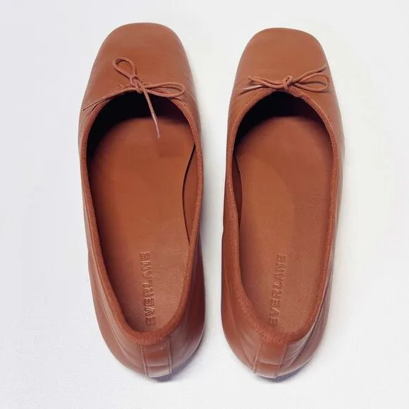 Everlane The Day Ballet Flat in Toaster Almond Leather Shoes Size 7 New