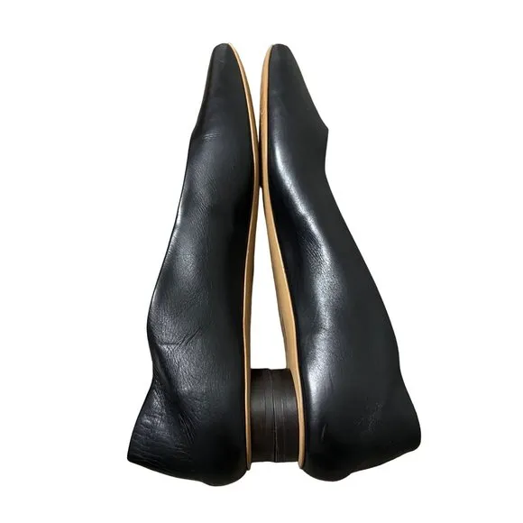 Everlane Womens Black Leather Classic 90s Square Toed Flat Shoes Size 10