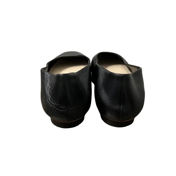 Everlane Womens Black Leather Classic 90s Square Toed Flat Shoes Size 10