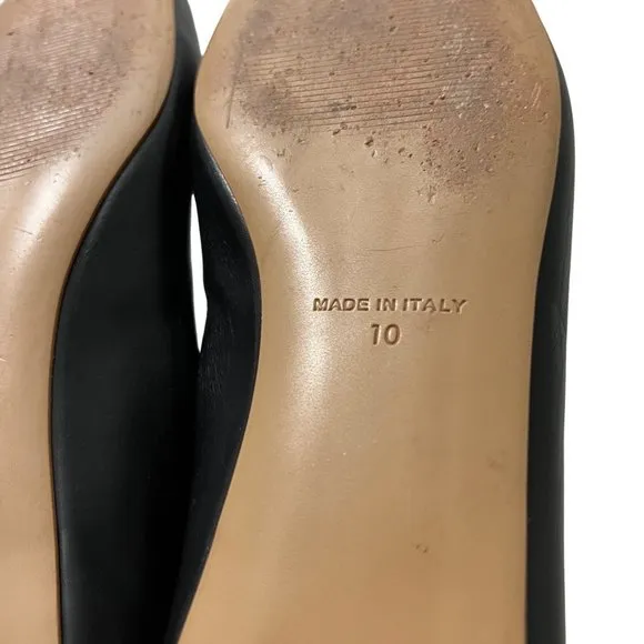 Everlane Womens Black Leather Classic 90s Square Toed Flat Shoes Size 10