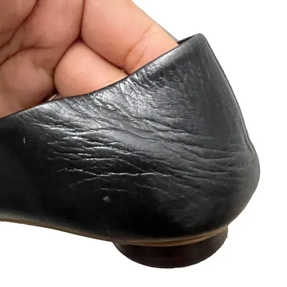 Everlane Womens Black Leather Classic 90s Square Toed Flat Shoes Size 10