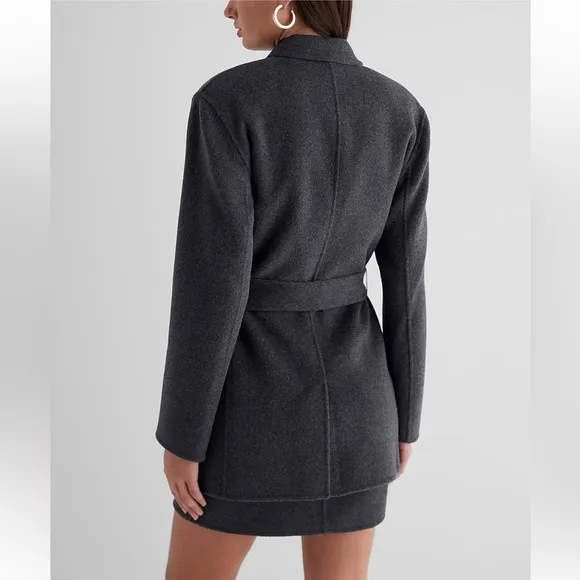 Express Wool-Blend Oversized Belted Jacket size Large