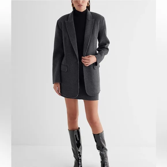 Express Wool-Blend Oversized Belted Jacket size Large