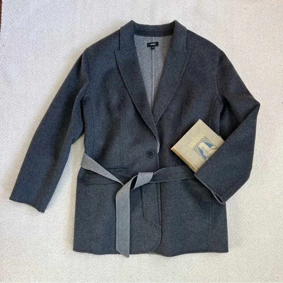 Express Wool-Blend Oversized Belted Jacket size Large