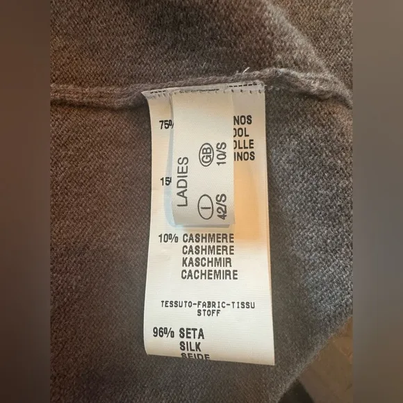 Fabiana Filippi Cashmere Silk Merino Wool Gray Brown Cardigan Sweater 36 Small