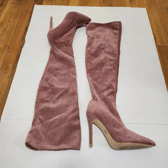 Fashion nova over the knee blush fabric boots size 11