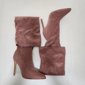 Fashion nova over the knee blush fabric boots size 11