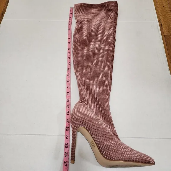 Fashion nova over the knee blush fabric boots size 11